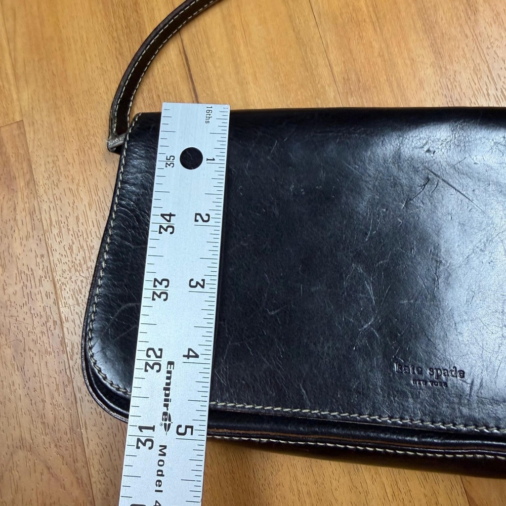 Kate Spade New York Vintage Black Leather Shoulder Bag Made in Italy 11232 - Picture 10 of 12